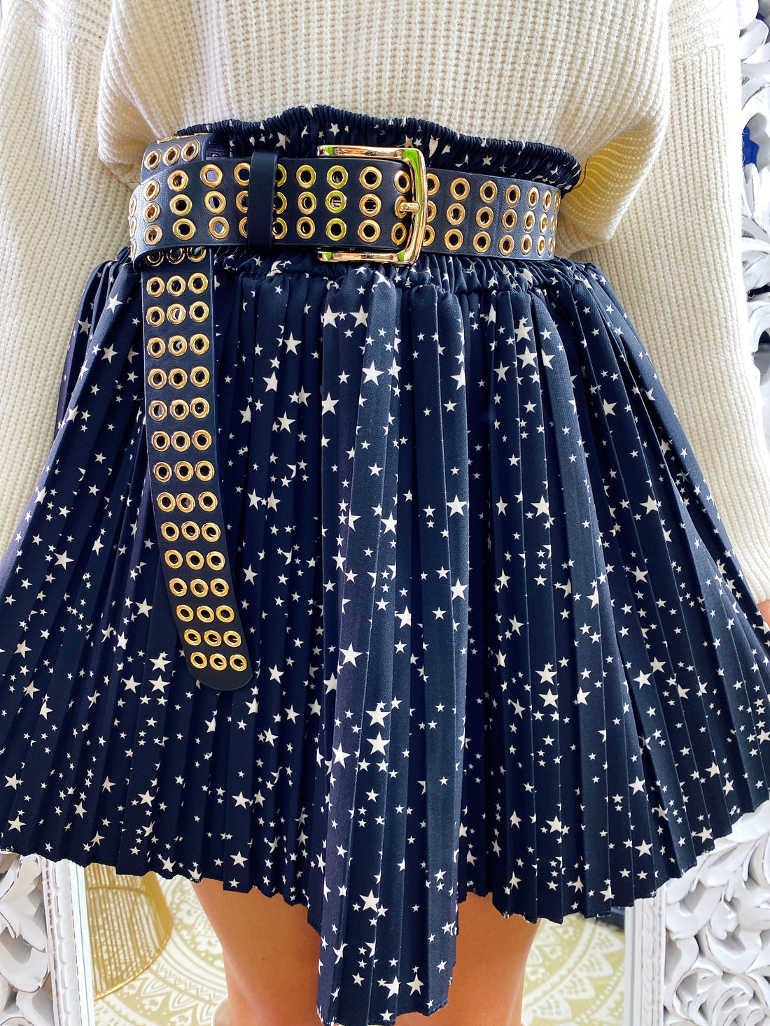 Gonna a pieghine con stelle - R.a. Boutique 