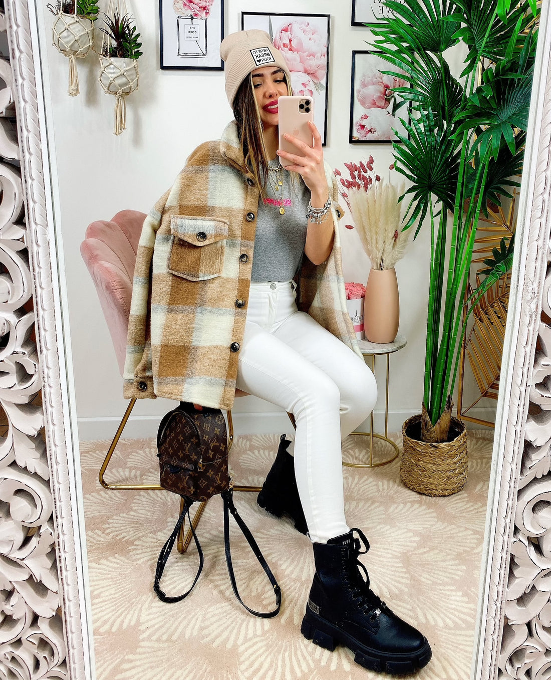 Giacca a quadri Beige - R.a. Boutique 