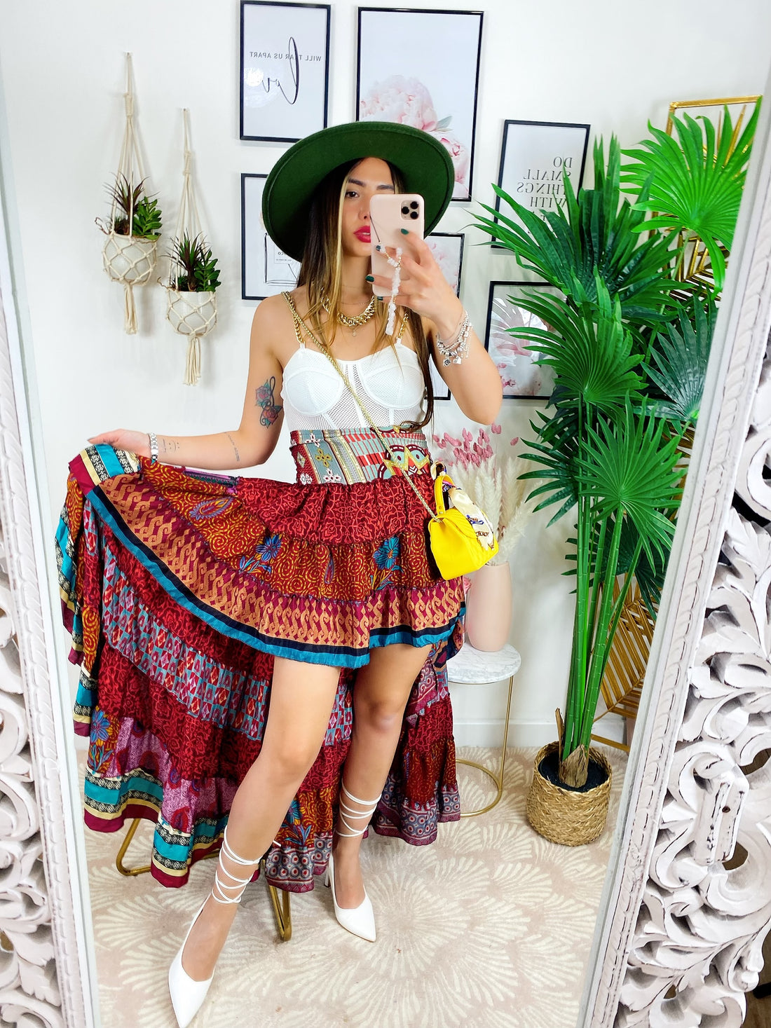 Gonna asimmetrica sfumature bordeaux o - R.a. Boutique 