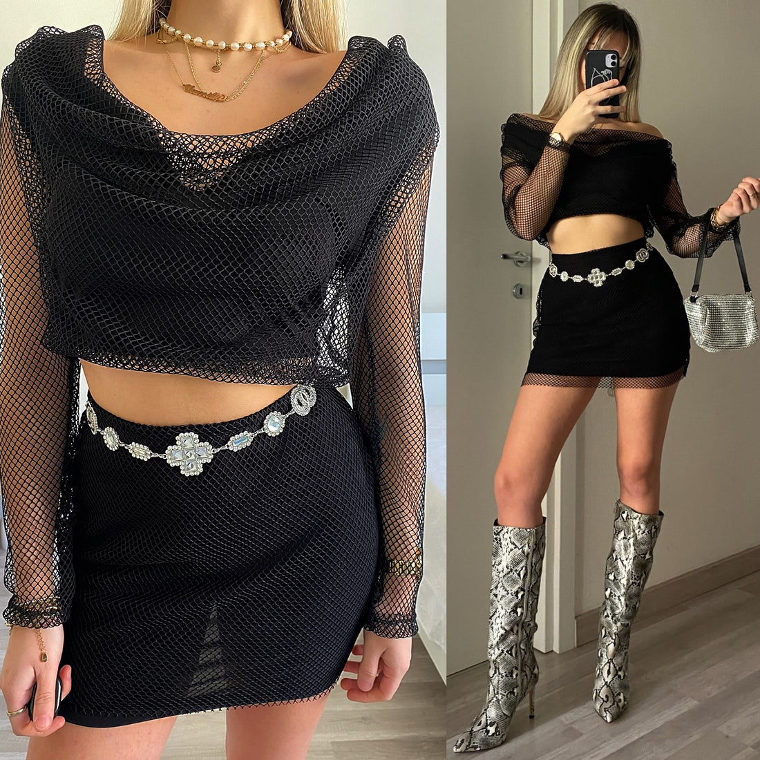 Completo nero a retina - R.a. Boutique 