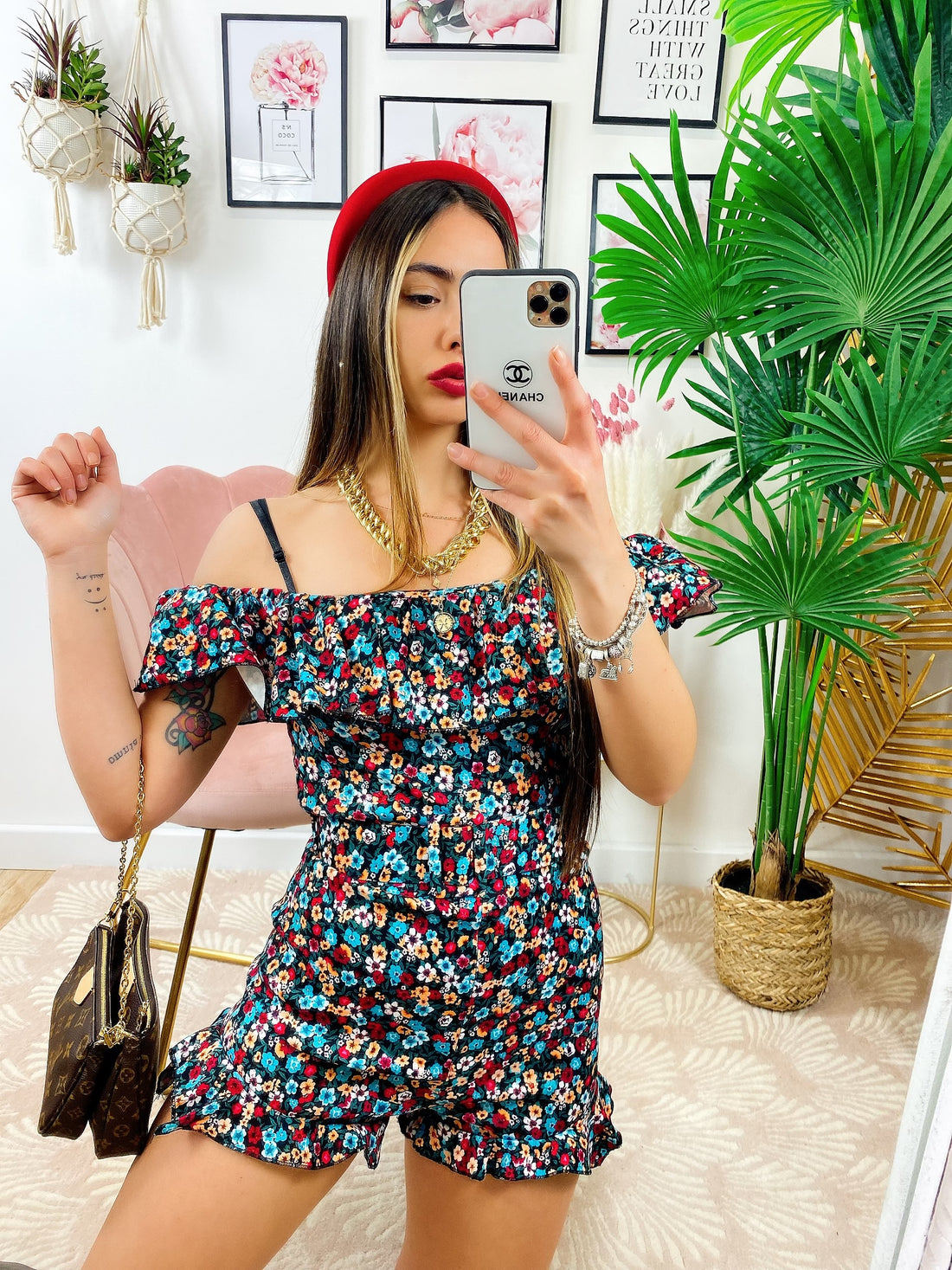 Tutina scollo a barca fiorellini celesti - R.a. Boutique 