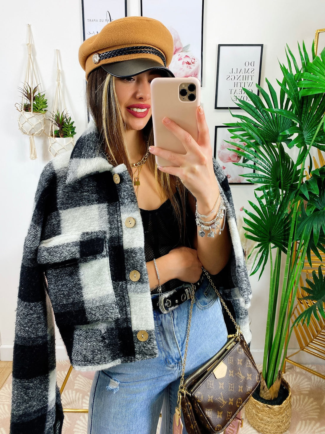 Giacca a quadri Corta Nera - R.a. Boutique 