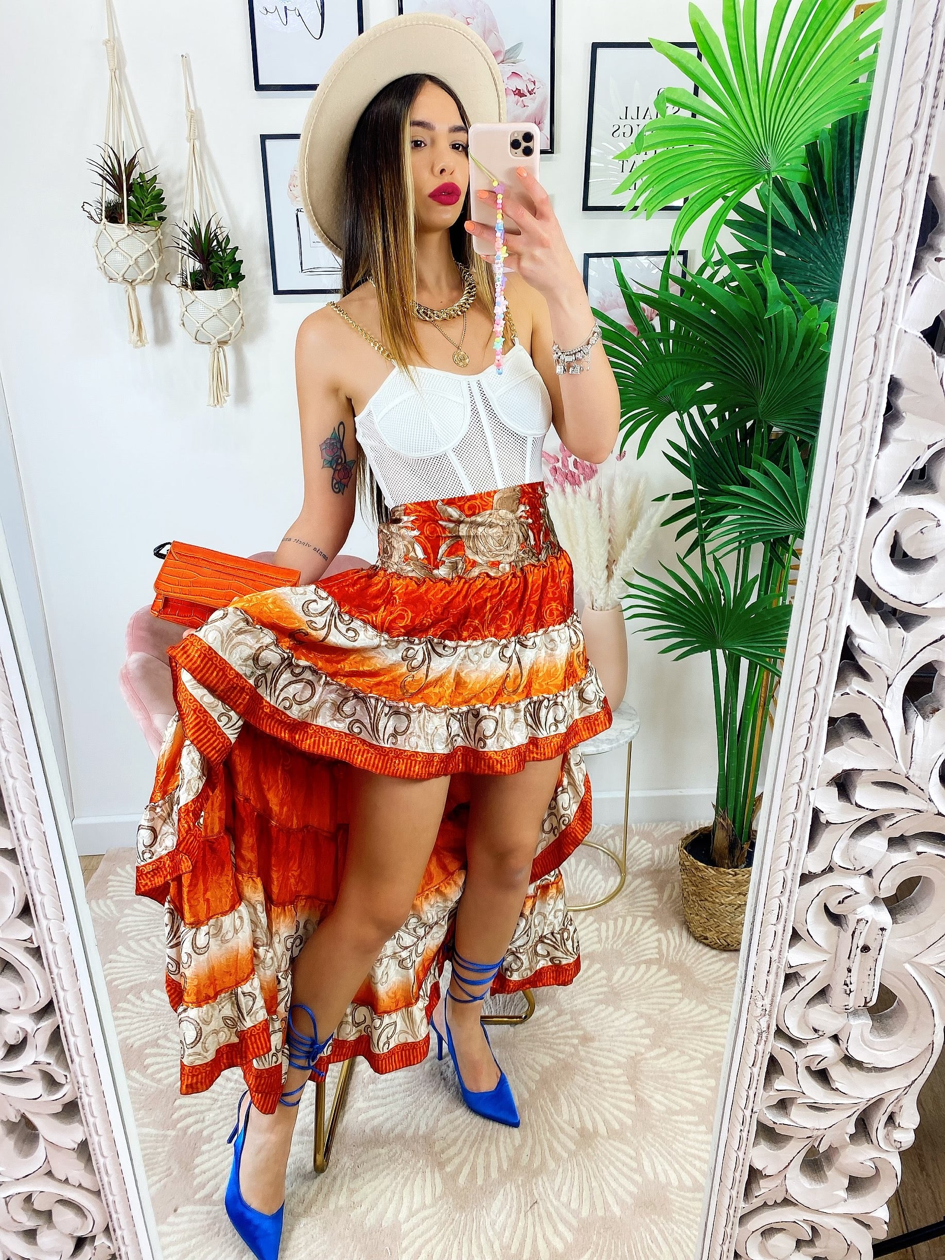 Gonna asimmetrica sfumature arancio - R.a. Boutique 