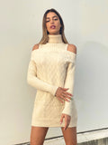 Maxi maglia a collo alto beige - R.a. Boutique 