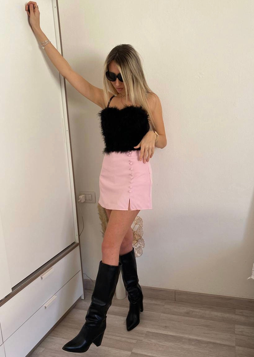 Top nero con piume - R.a. Boutique 