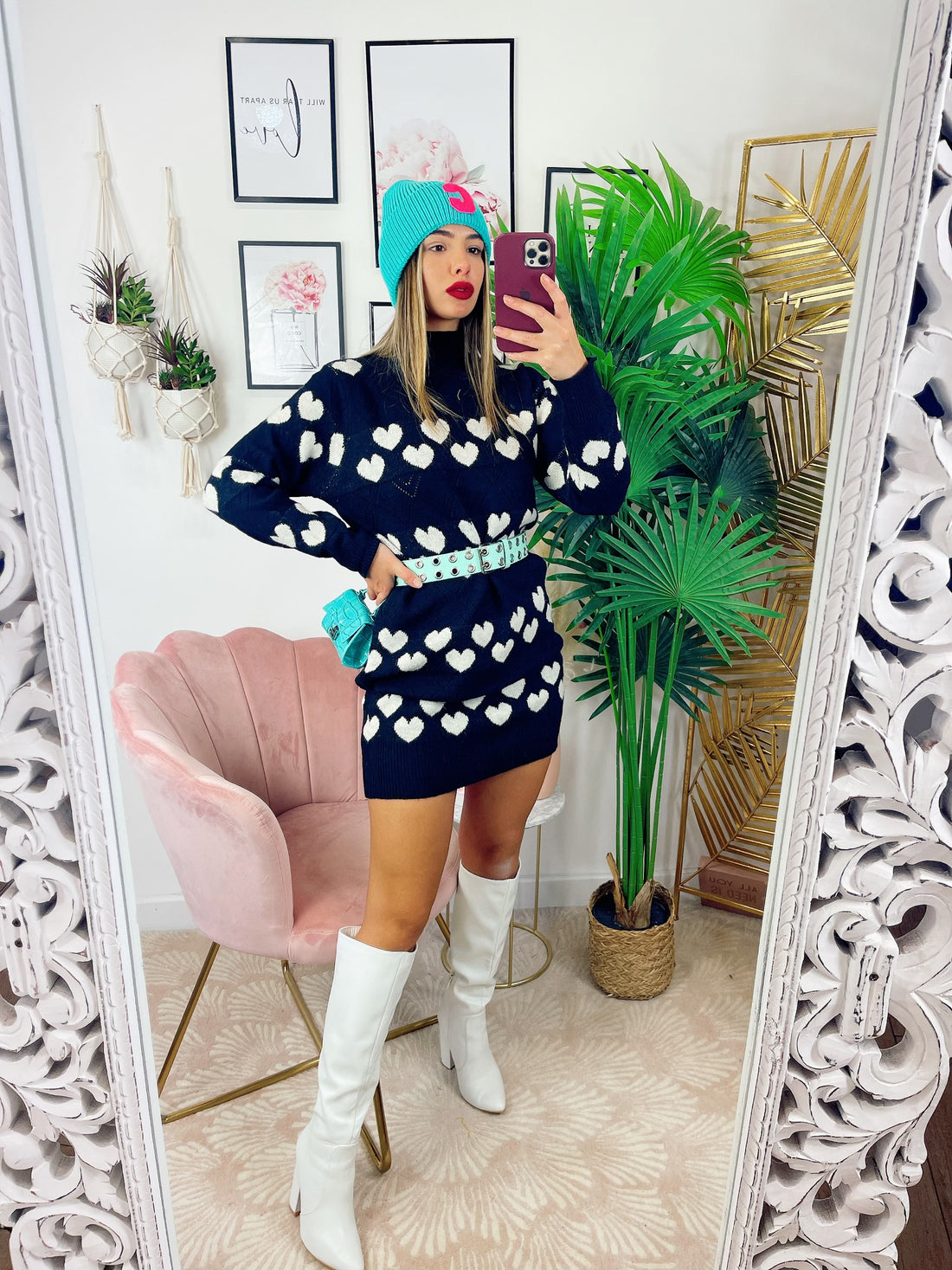 Maxi maglione nero a cuori - R.a. Boutique 