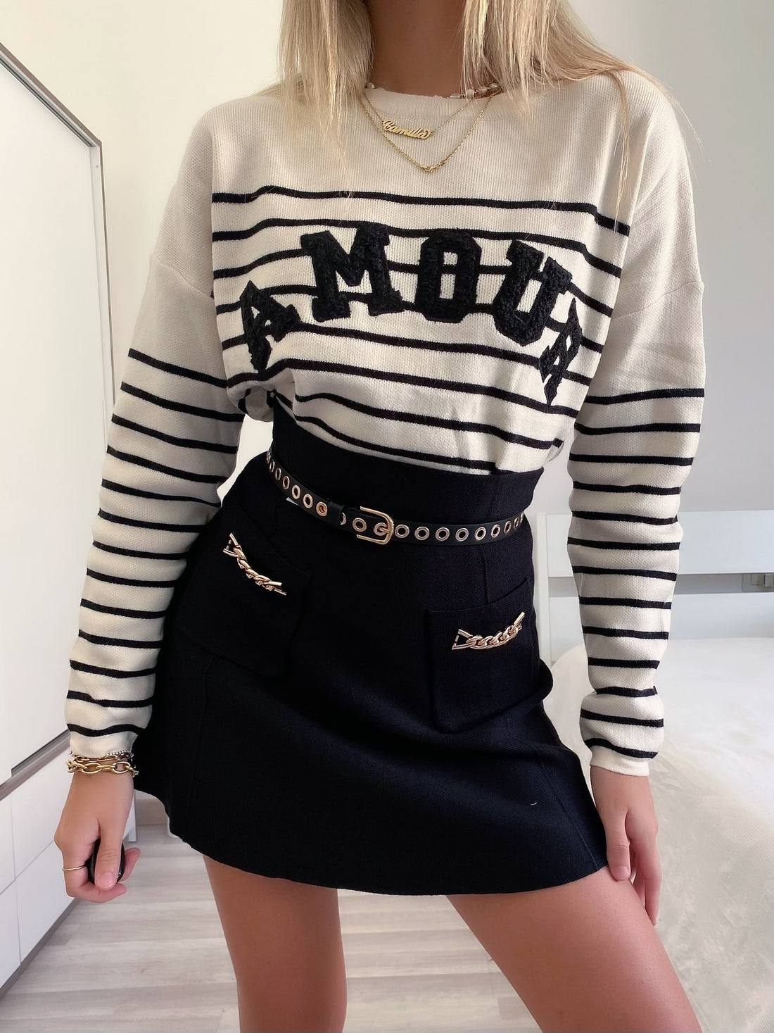 Maglione Amour bianco e nero - R.a. Boutique 