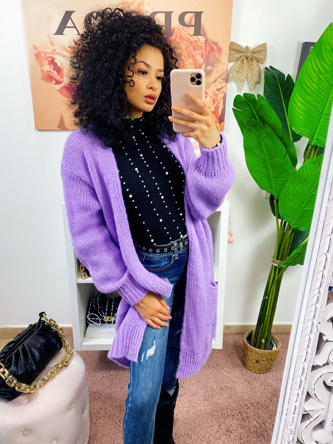 Cardigan lungo morbido lilla - R.a. Boutique 