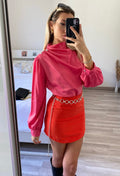 Blusa rosa barbie con bottoni gioiello - R.a. Boutique 