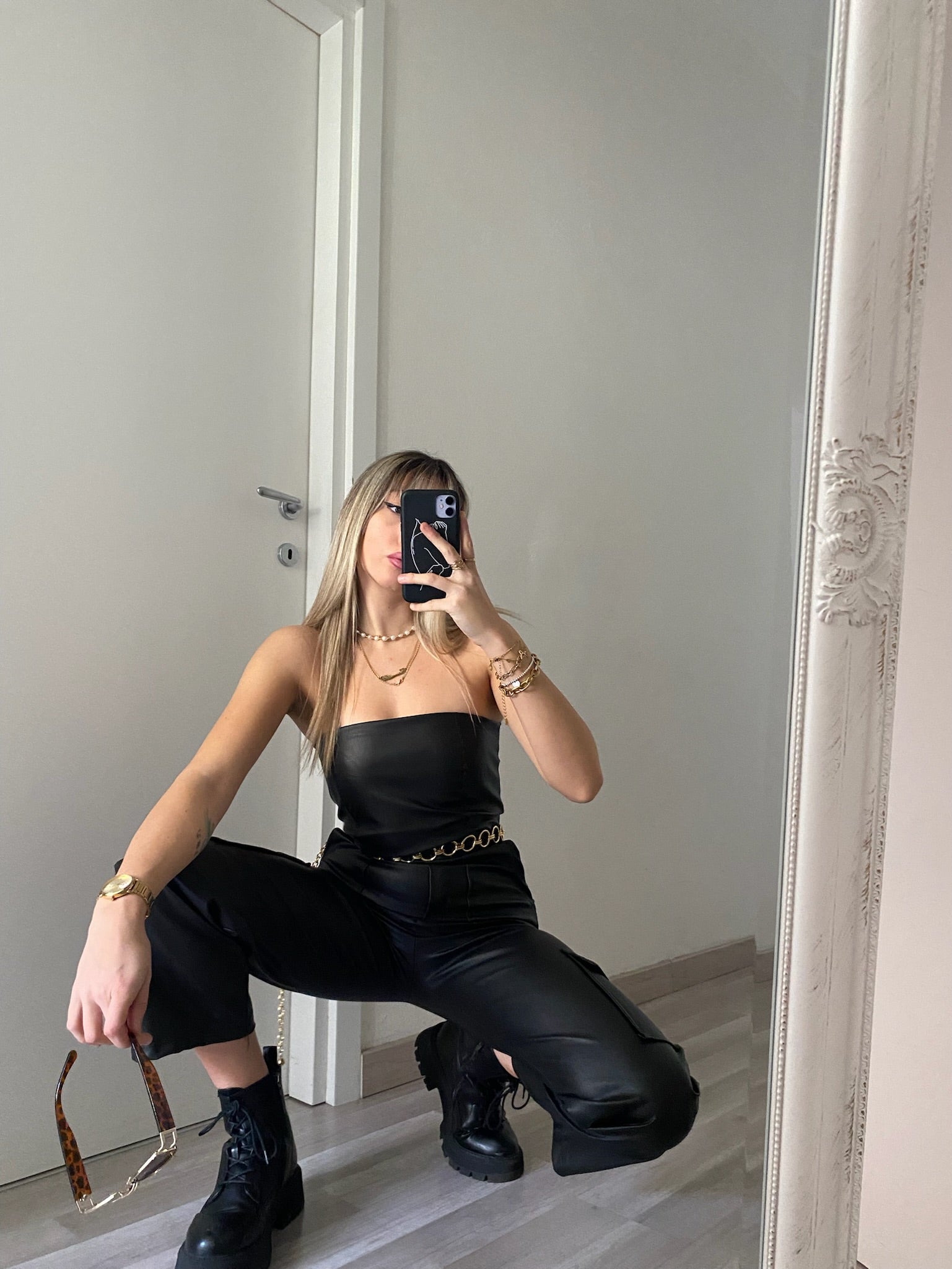 Tuta ecopelle con tasche - R.a. Boutique 