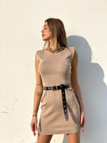 Abito in maglia beige con catena - R.a. Boutique 