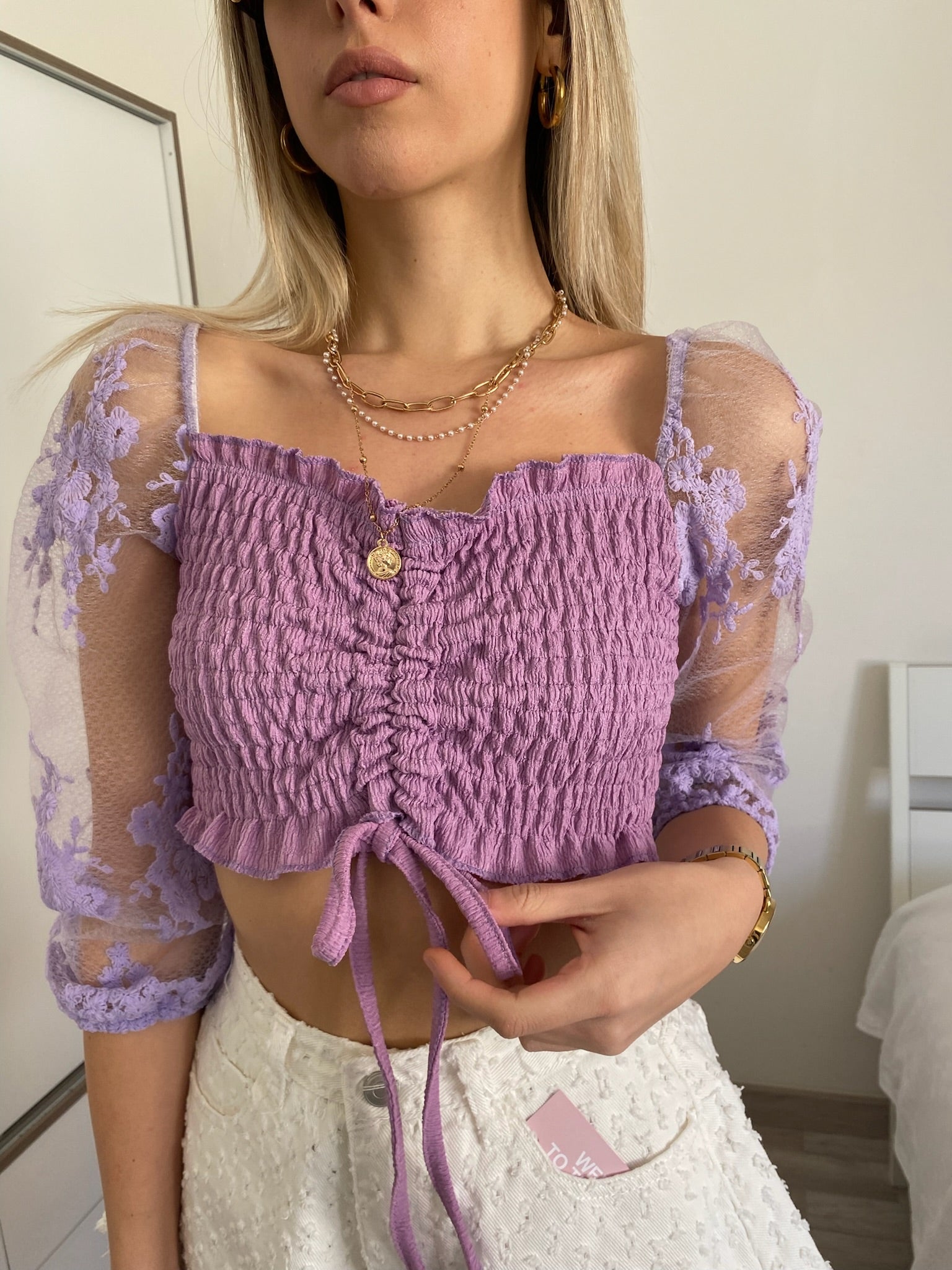 Top lilla manica velata - R.a. Boutique 