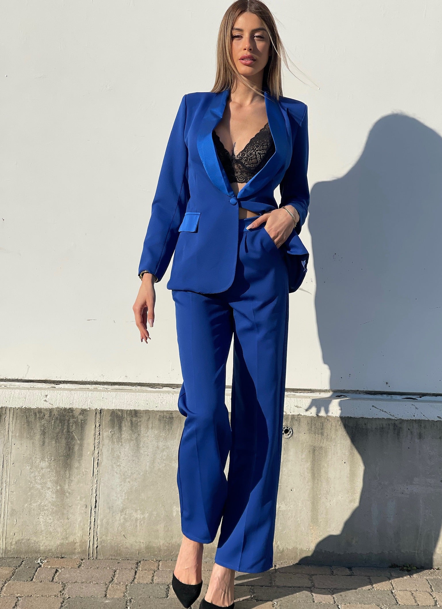 Completo giacca e pantalone blu elettrico - Main Image