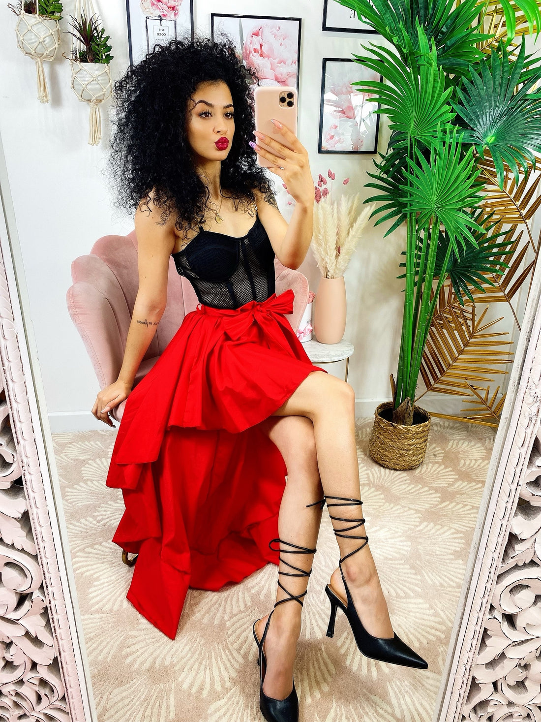 Gonna asimmetrica rossa con fiocco - R.a. Boutique 