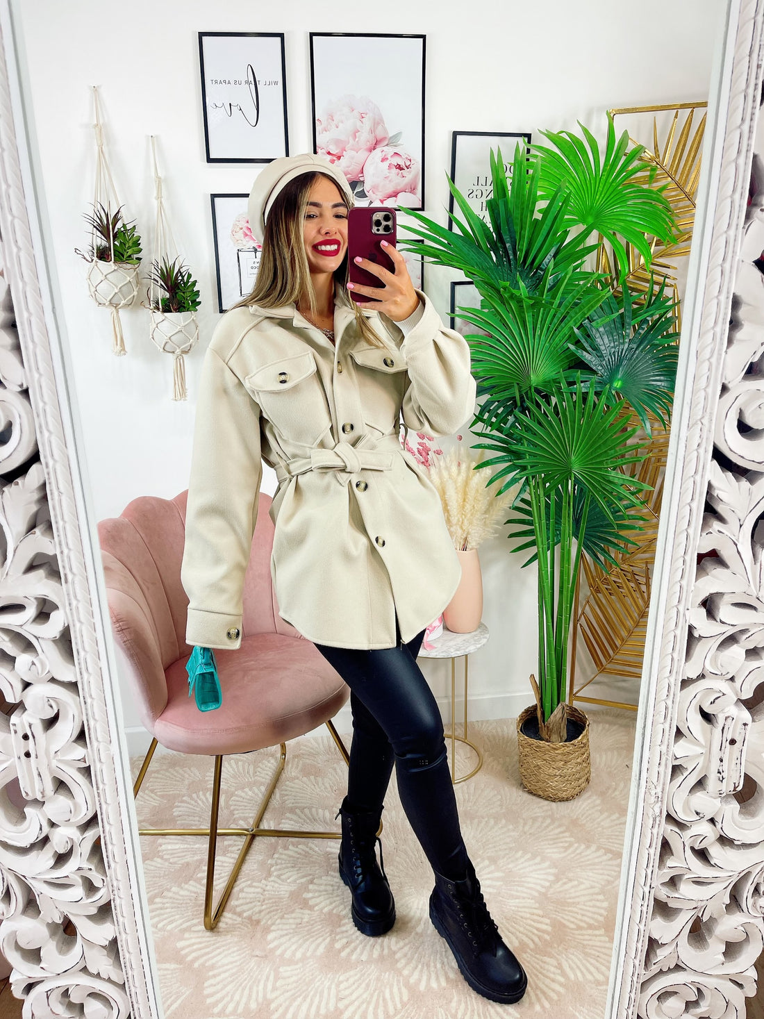 Giacca Beige in panno con cintura - R.a. Boutique 