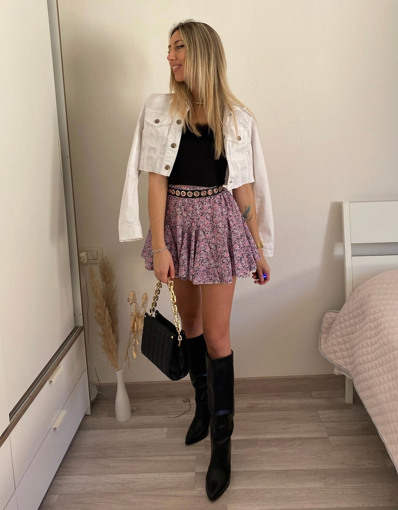 Gonna a ruota a fiorellini lilla - R.a. Boutique 