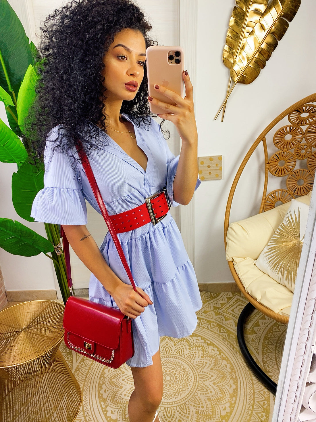 Abito ampio a righe bianche e celesti - R.a. Boutique 