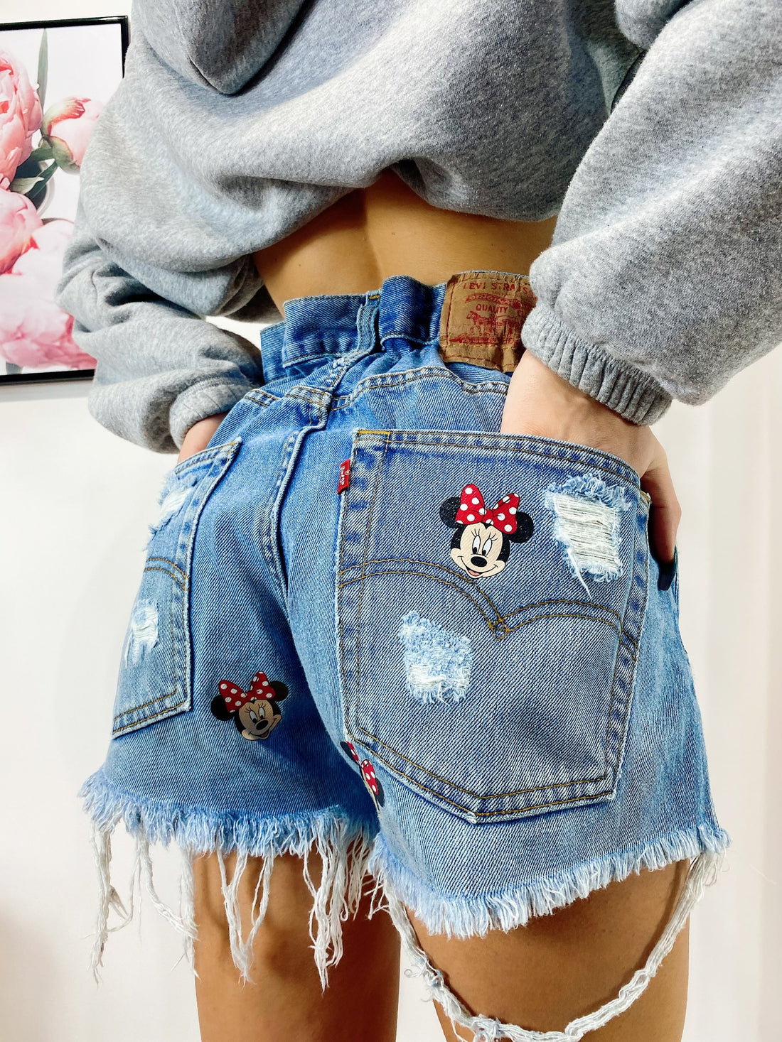 Short Levi’s Vintage stampa topolina con strappi - R.a. Boutique 