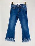 Jeans scuro con zampa larga sfrangiato - R.a. Boutique 