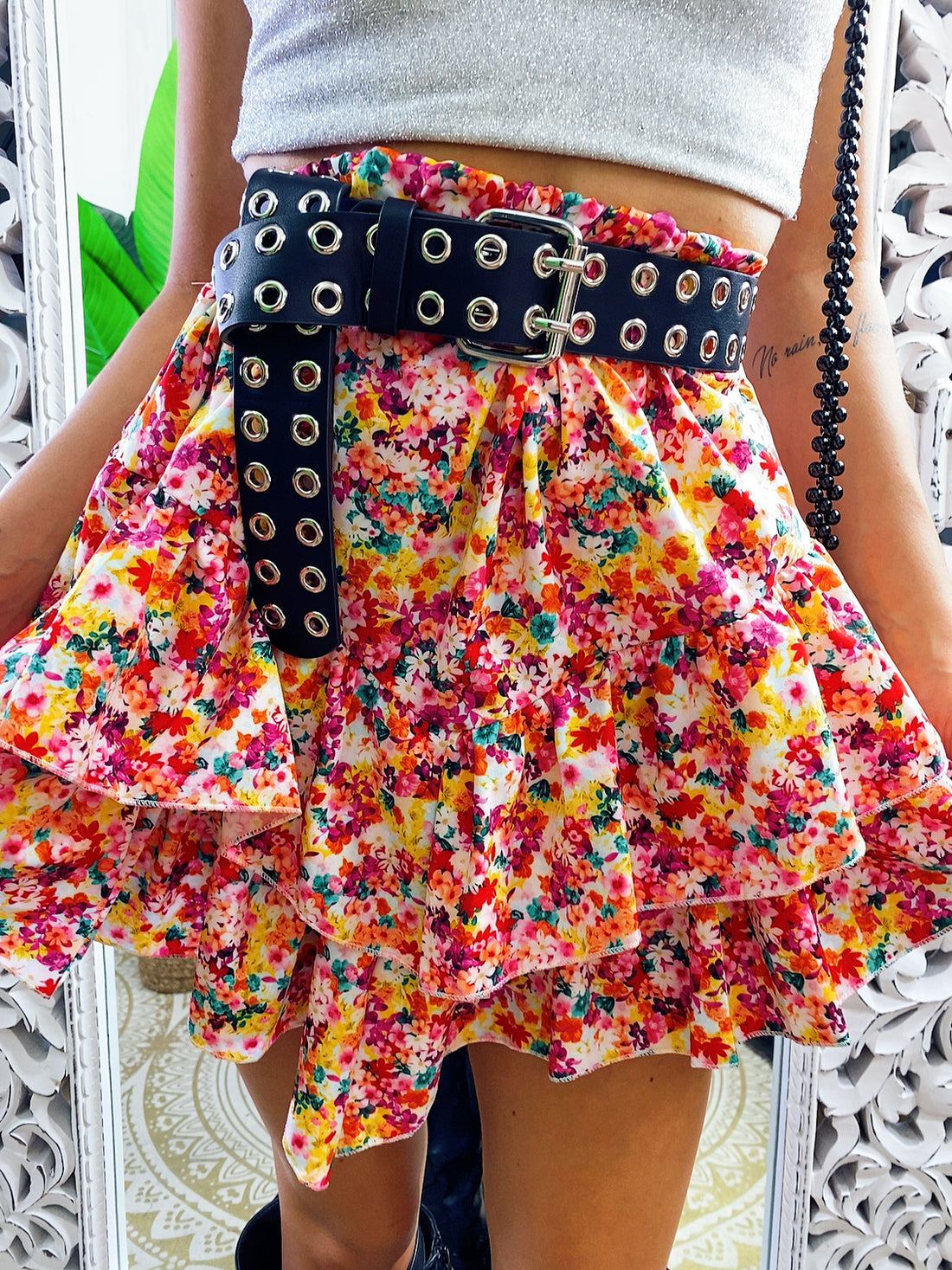 Gonna asimmetrica a fiori aranciati - R.a. Boutique 