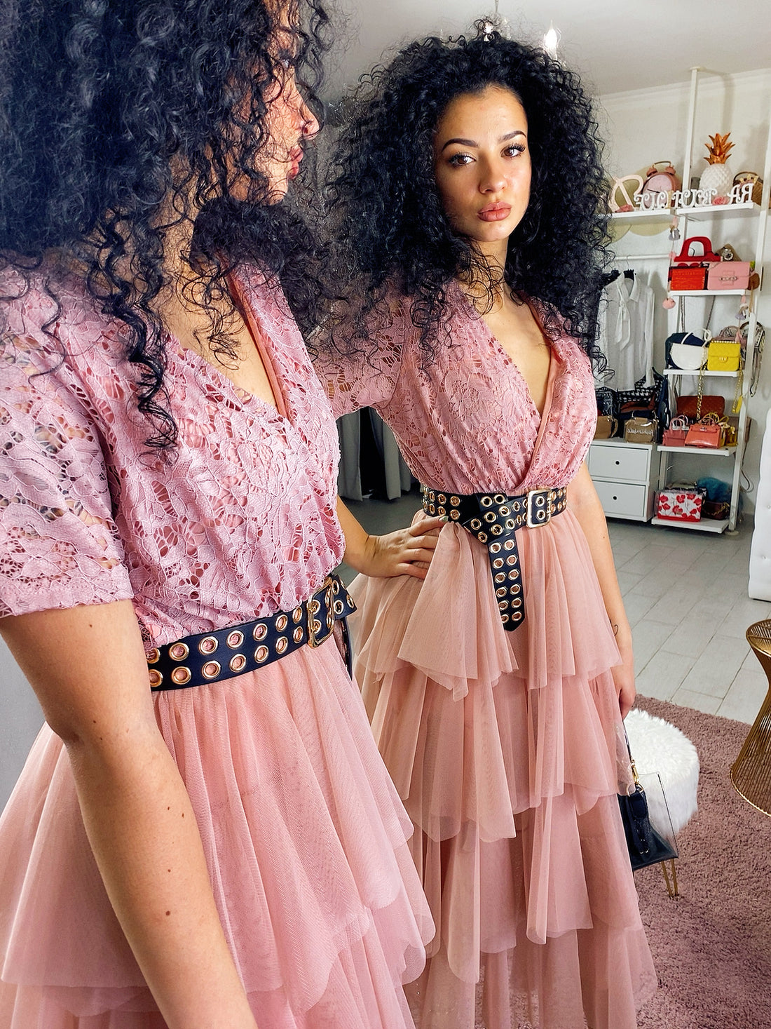 Abito in pizzo con balze - R.a. Boutique 