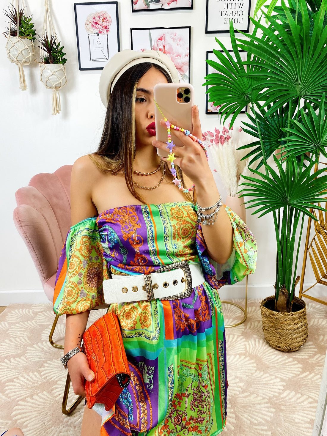 Abito scollo a barchetta stampa etnica - R.a. Boutique 