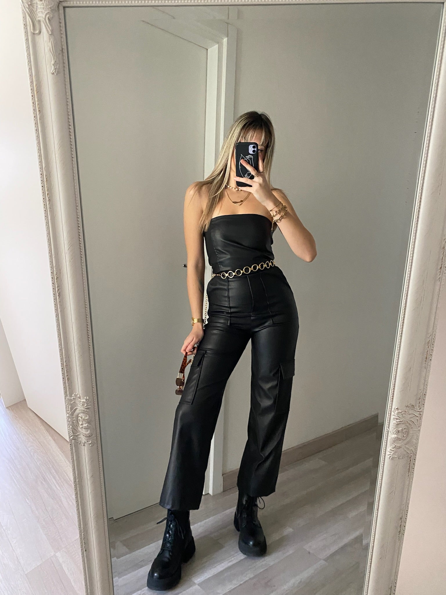 Tuta ecopelle con tasche - R.a. Boutique 