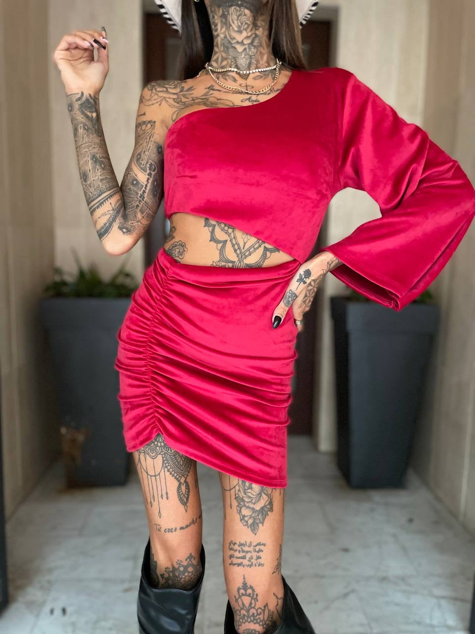 Abito monospalla rosso - R.a. Boutique 