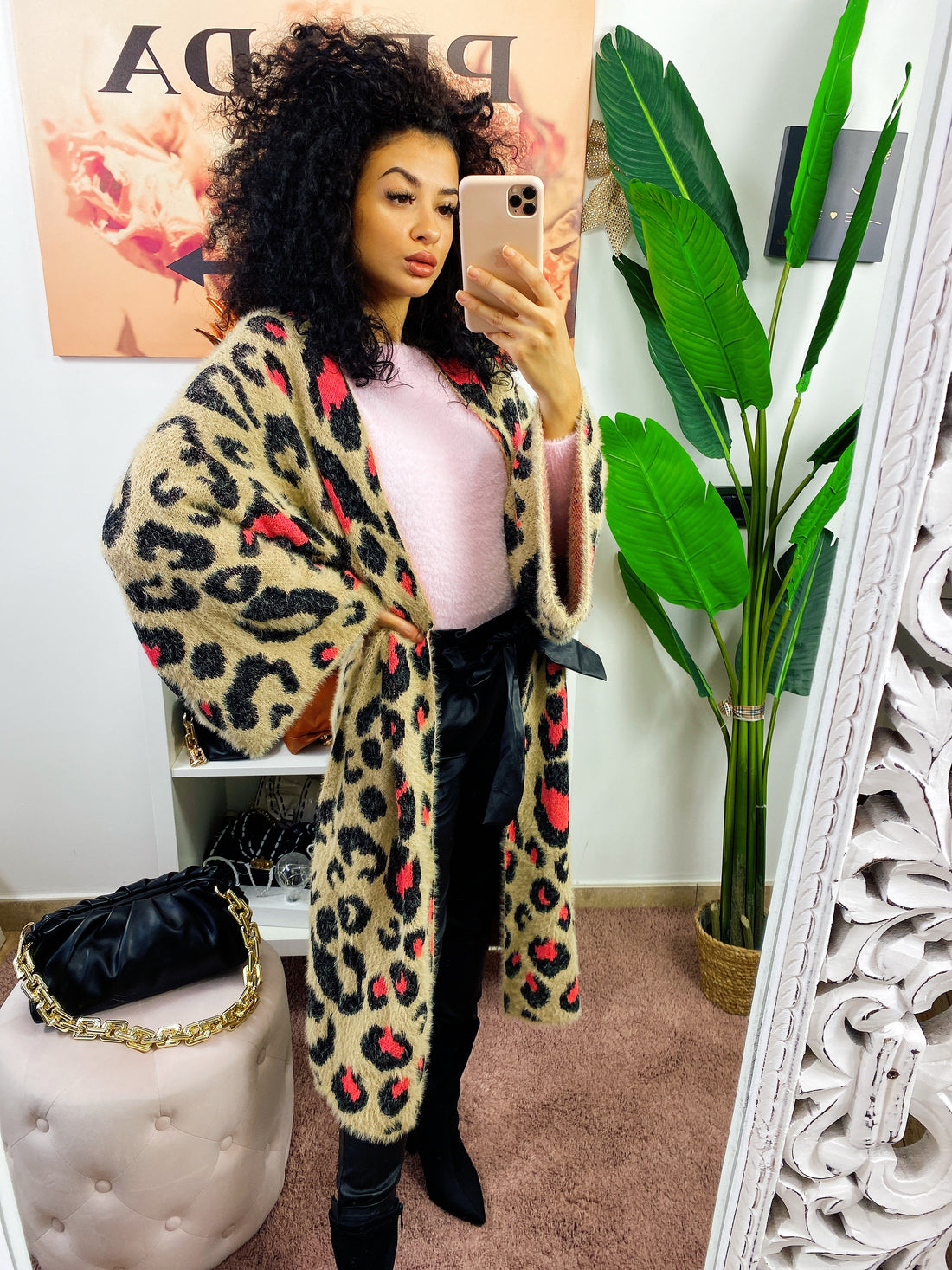 Cardigan maculato con dettagli Fuxia - R.a. Boutique 