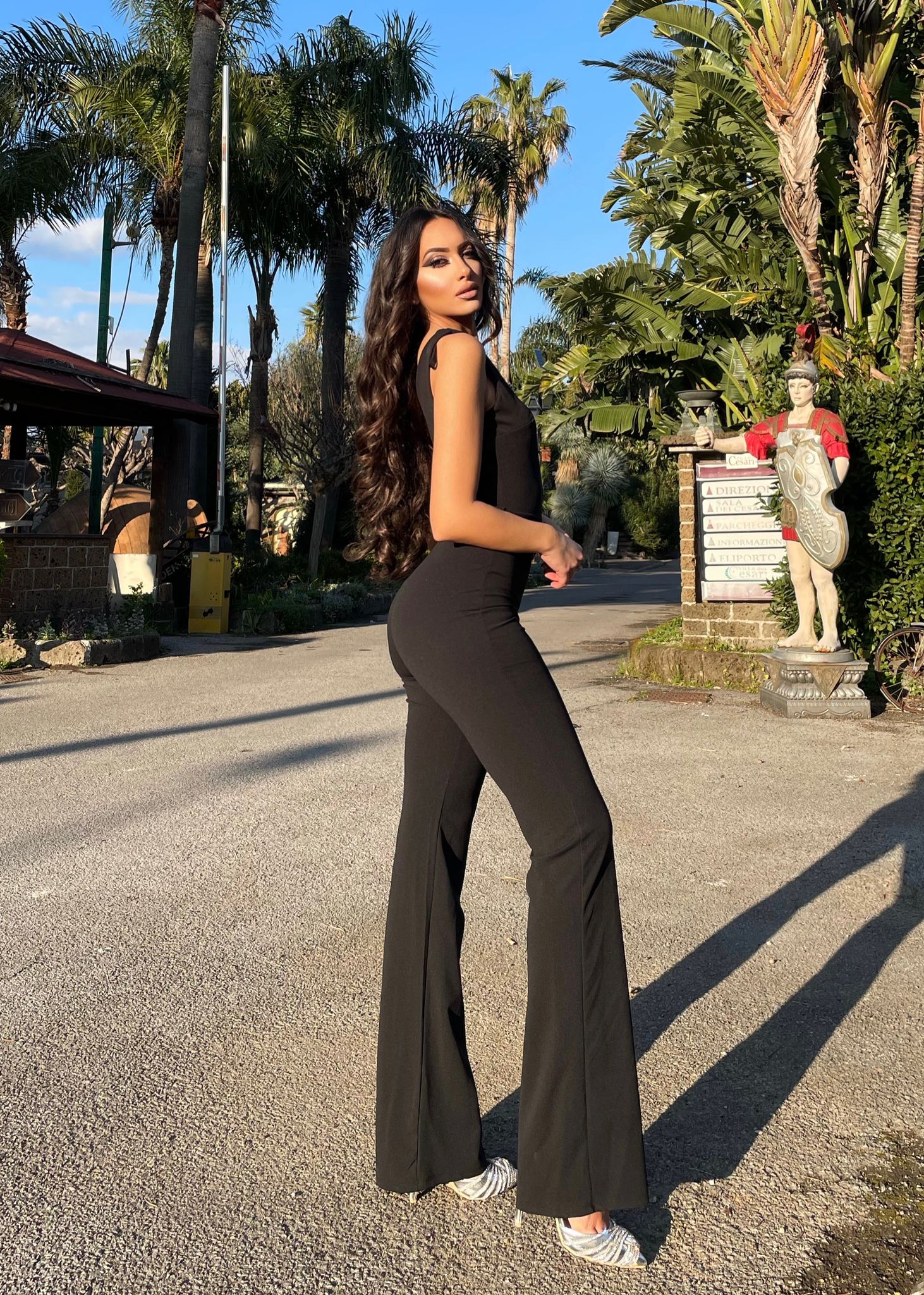 Tuta monospalla nera con cintura - R.a. Boutique 