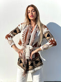 Cardigan Camel/Black con frange e cinta - R.a. Boutique 