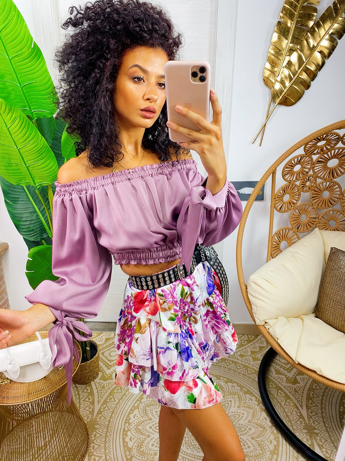 Top in raso manica lunga lilla - R.a. Boutique 