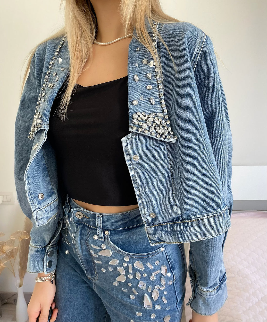Giacca di jeans con strass - R.a. Boutique 