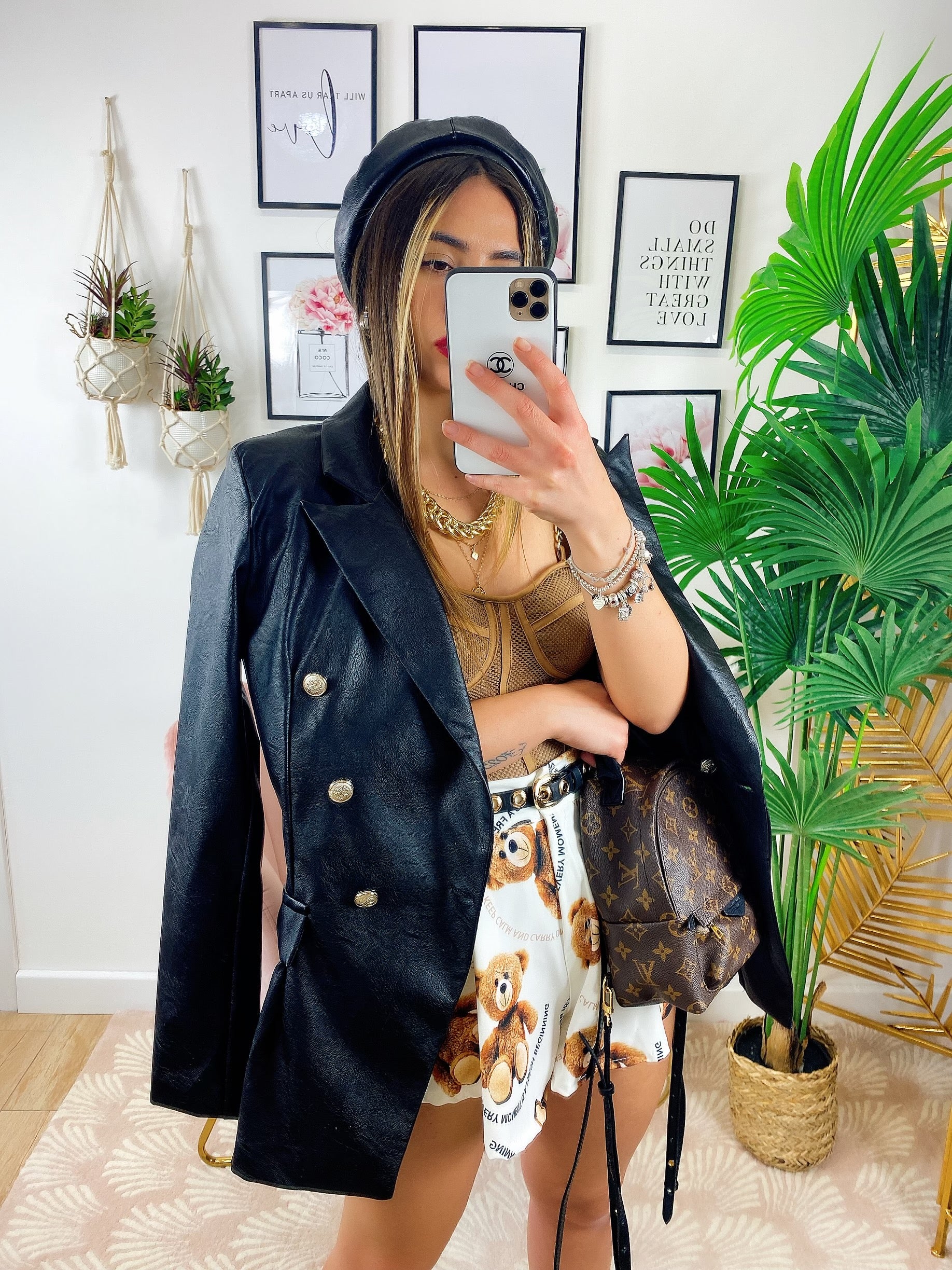 Blazer in ecopelle Nero - R.a. Boutique 