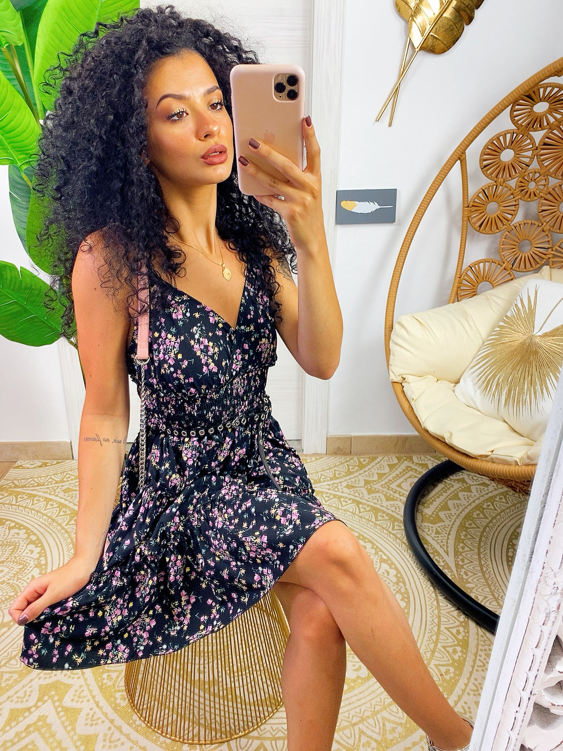 Abito a balze con gonna ampia a fiorellini - R.a. Boutique 