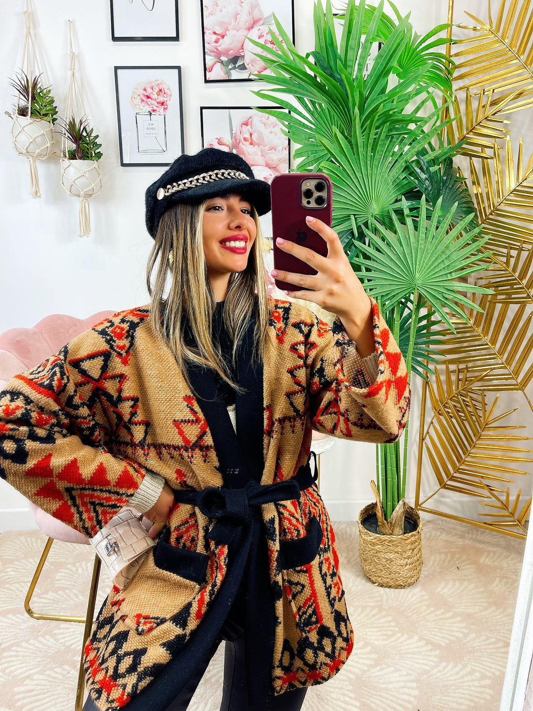 Cappottino nero dettaglio camel e rosso - R.a. Boutique 