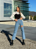 Jeans con strass e cuore - R.a. Boutique 