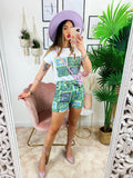 Completo etnico Short e t-shirt base Verde - R.a. Boutique 