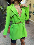 Blazer verde fluo con cintura - R.a. Boutique 