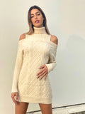 Maxi maglia a collo alto beige - R.a. Boutique 