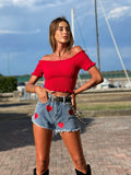 Top plissettano rosso - R.a. Boutique 