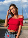 Top plissettano rosso - R.a. Boutique 