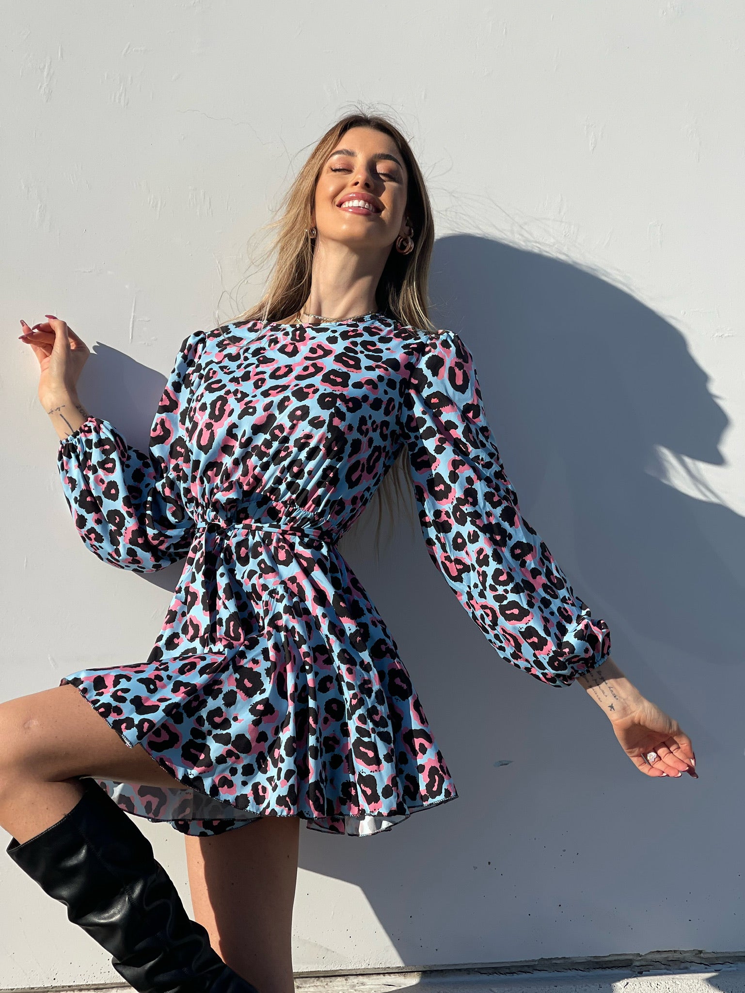 Abito maculato celeste e rosa - R.a. Boutique 