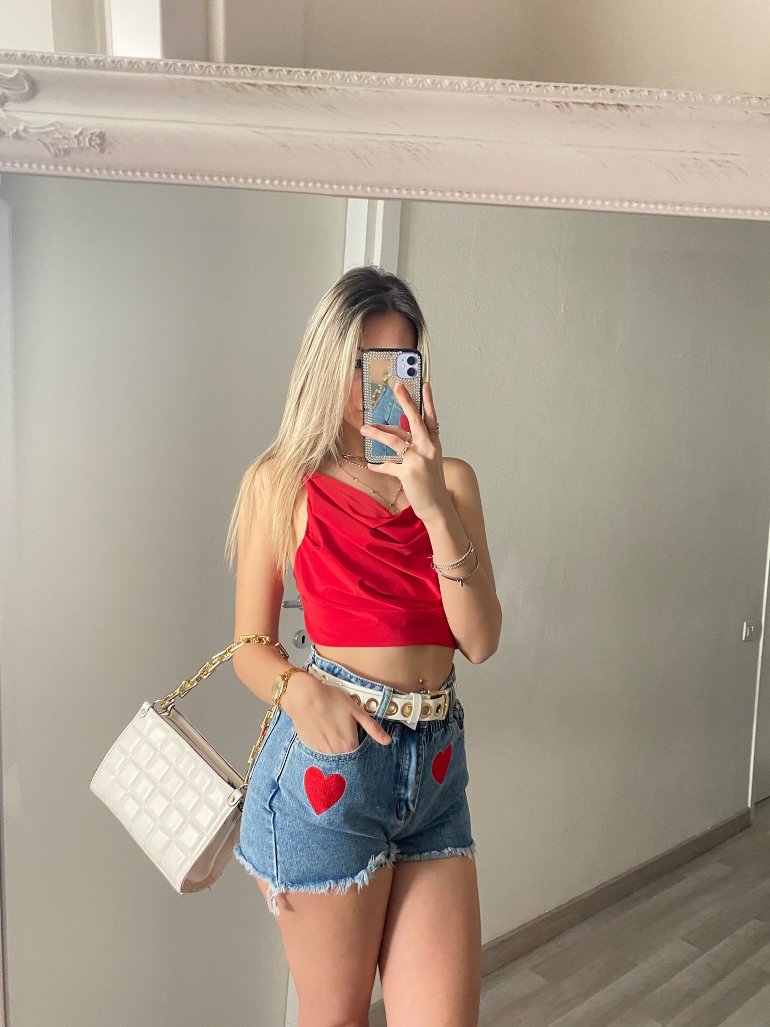 Top rosso schiena aperta con punto luce - R.a. Boutique 