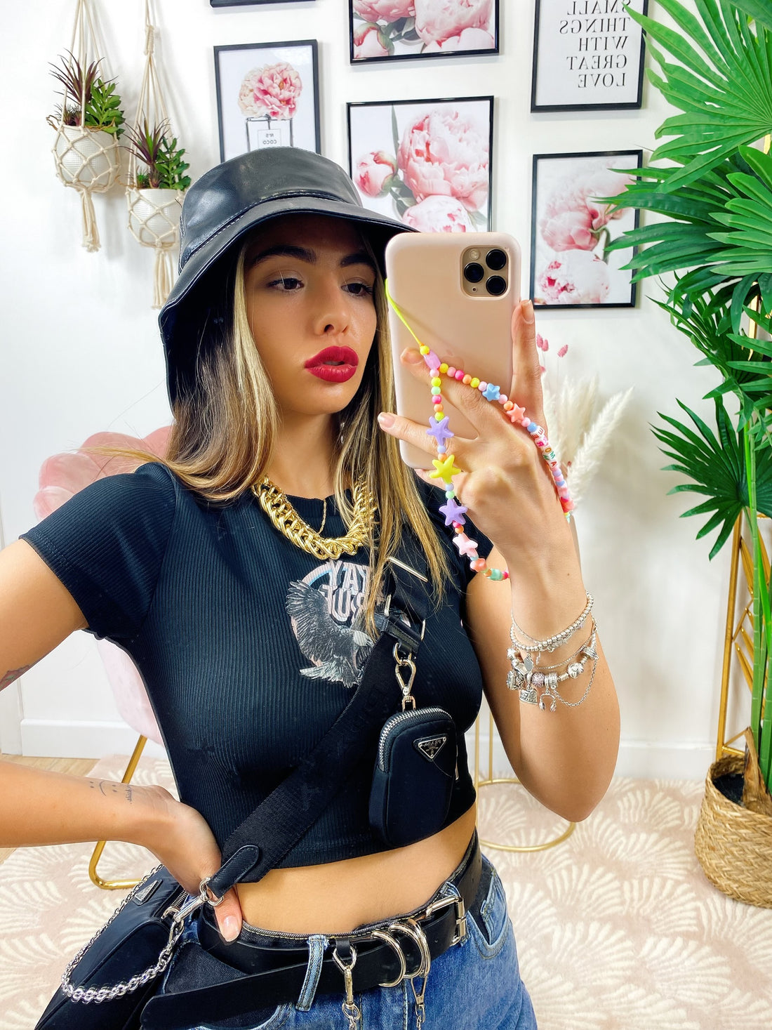 T-Shirt Crop con aquila nera - R.a. Boutique 