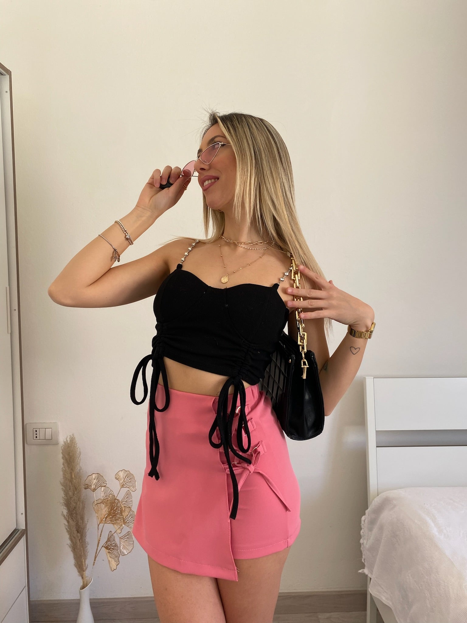 Gonna pantalone lace rosa - R.a. Boutique 