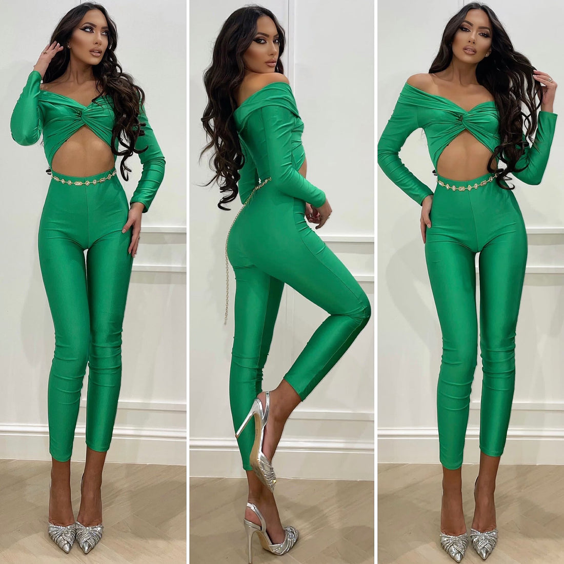 Tuta aderente con nodo verde - R.a. Boutique 