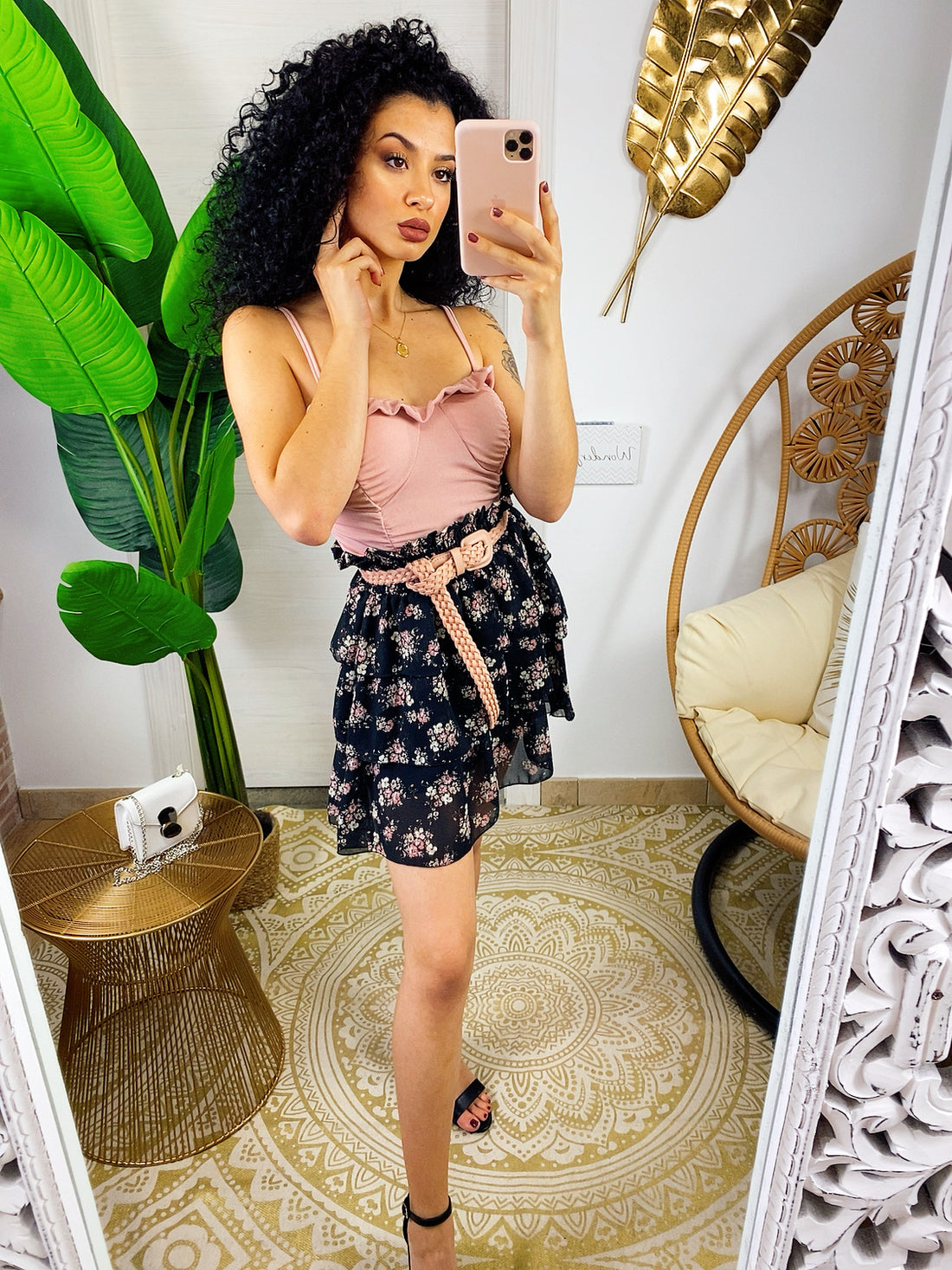 Gonna con elastico in vita e fiorellini - R.a. Boutique 