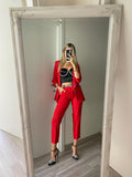 Completo giacca e pantalone strass rosso - R.a. Boutique 