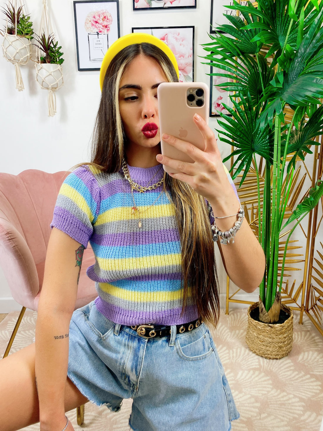 Maglioncino quattro colori sul lilla - R.a. Boutique 